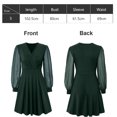 thumbnail image 2 of Vestido de mujer con cuello en V y manga larga, vestido de jacquard liso, 2 of 8