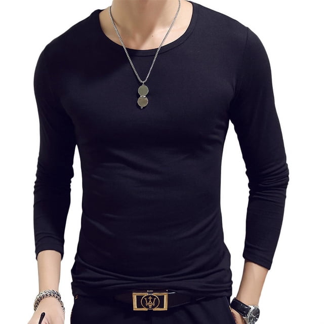 Camiseta de manga larga para hombre con diseño de fans del ejército de primavera y otoño, ajustada, de cuello redondo transparente multicolor, camisa básica para hombre