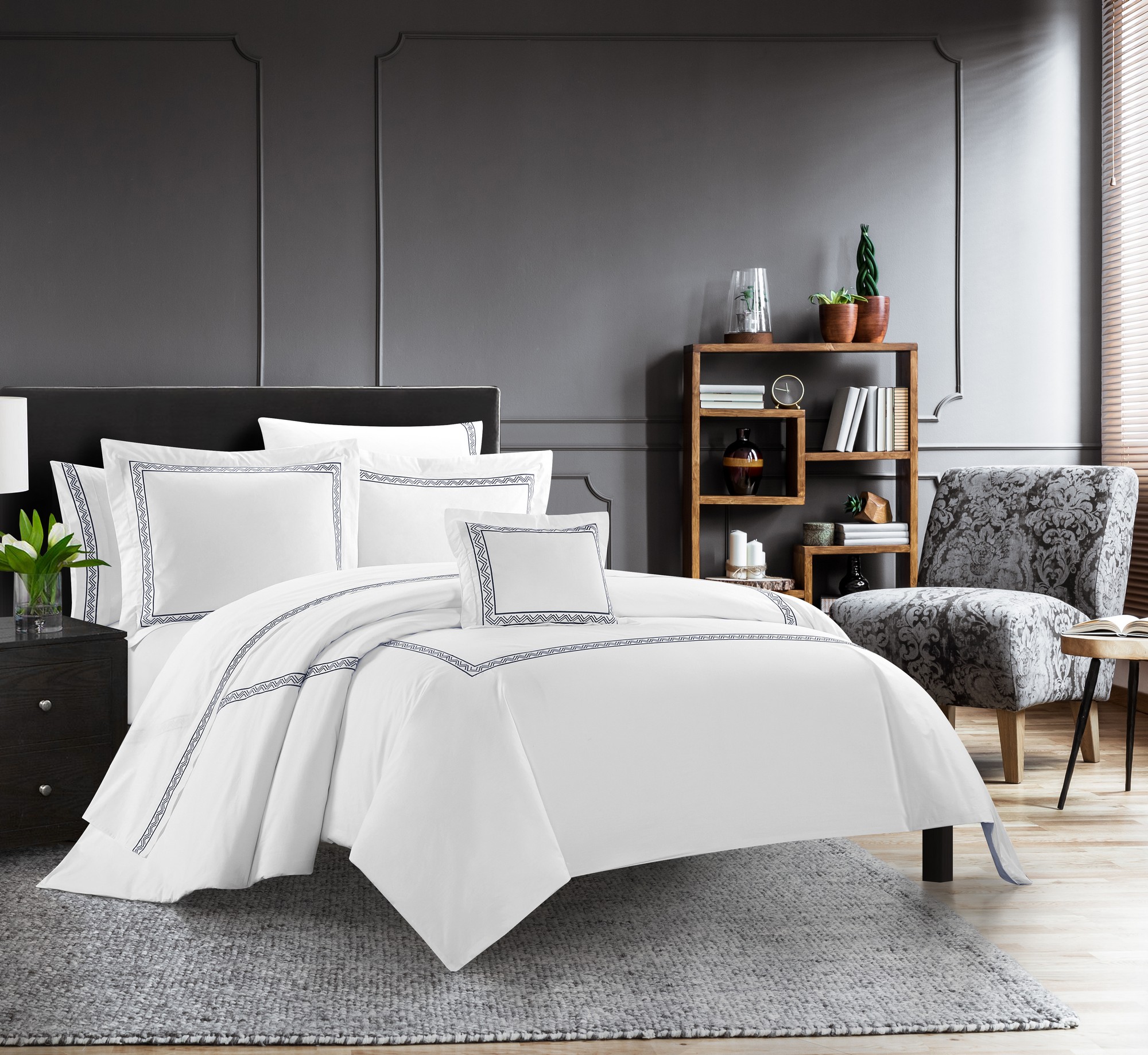 Buy Chic Home Crete Cotton Comforter Set Dual Stripe Embroidered Border ...