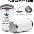 thumbnail image 3 of Set of 2 10th Wedding Engagement Anniversary Tumblers for Couples Parents 20 Ounce Stainless Steel Insulated Car Tumbler Travel Mug Mr Right Mrs Always Right 10 Years Anniversary Funny Present, 3 of 6