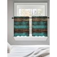 thumbnail image 5 of Vintage Teal Stripe Tier Curtains 36 Inch Length, Sheer Curtains for Bedroom Living Room Window Farmhouse Shabby Turquoise Rod Pocket Drapes Kitchen Curtains Small Half Window 27.5"x36" 2 Panels, 5 of 6