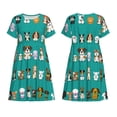 thumbnail image 3 of Bixox Robe d'Été à Manches Courtes pour Femmes Robe Ample Longueur Genou avec Poches-Chiens Dessin Animé, 3 of 7
