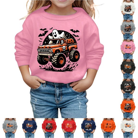 XUANTAOO Toddler Halloween Sweatshirt Ghost Pumpkin Graphic Pullover Long Sleeve Shirts Fashion Sweatshirt Boys Girls Sweatshirts Size 2-3 Years