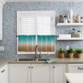 thumbnail image 6 of Half Window Curtains 24 Inches Long, Teal Brown Ombre Window Treatment Curtain Drapes, Turquoise Gradient Modern Abstract Art Short Curtains Tiers for Kitchen Over Sink, 27.5"x24", 2 Panels, 6 of 7