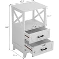 thumbnail image 3 of RoyalCraft Nightstand with 2 Storage Drawers,Tall End Table with Wooden x-Design for Bedroom, White, 3 of 8