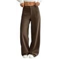 thumbnail image 2 of Womens Pants Casual Fashion Elastic Waisted Trousers with Pockets Lounge Pants Women Coffee XS, 2 of 9