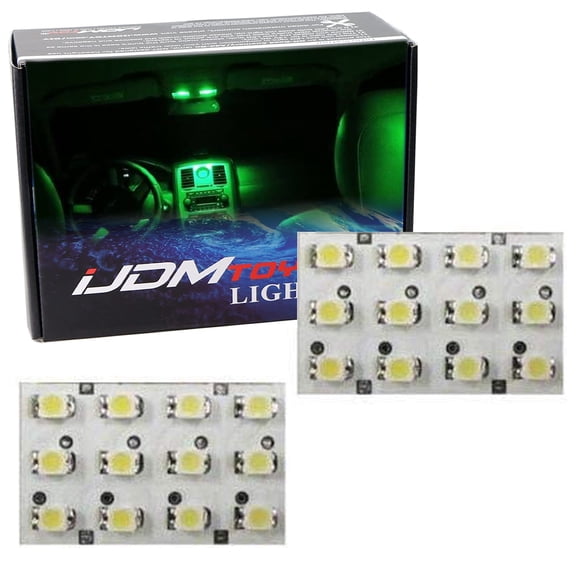 1.25x0.8-Inch Universal Fit 12-SMD LED PCB Board Panels For Car Interior Map Dome Cargo/Trunk Area Light, Green