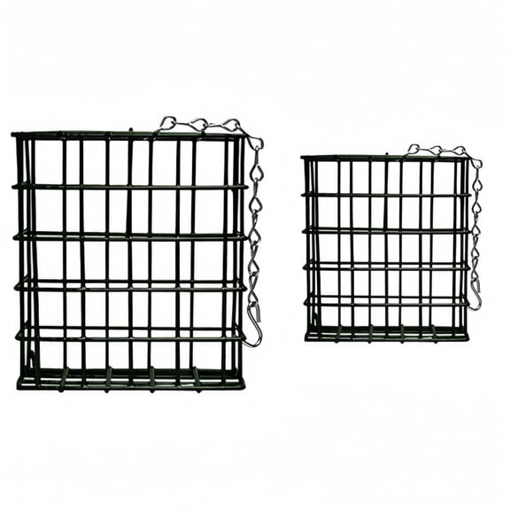 GYWHOOFT Outdoor Suet Bird Feeder 2-Pack - Hanging Suet Cage for Wild Birds, Single Suet Cake Capacity, Metal Bird Feeder for Garden, Yard, Patio - Easy to Fill and Clean