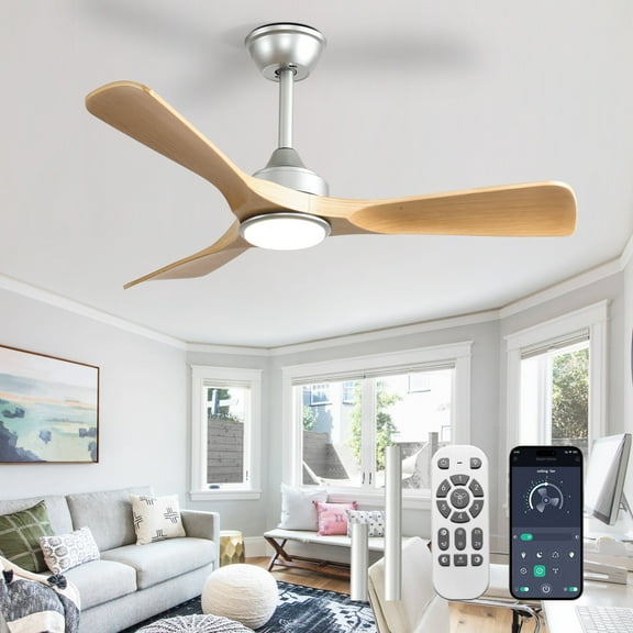 42-Inch Burlywood Ceiling Fan with Light: Indoor/Outdoor Use Hanging Fan, Remote & APP Control, High Efficiency with Quiet DC Motor, Timer Function