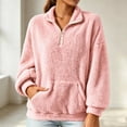 thumbnail image 2 of NominalSnug Fuzzy Fleece Sweatshirts for Women 1/4 Zip up Long Sleeve Top Loose Fit Warm Pullover Jackets with Pocket, 2 of 7