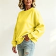 thumbnail image 4 of Sweatshirt For Women Crewneck Pullover Sweatshirts No Hood Long Sleeve Tops Casual Comfy Fall Clothes Yellow L, 4 of 6