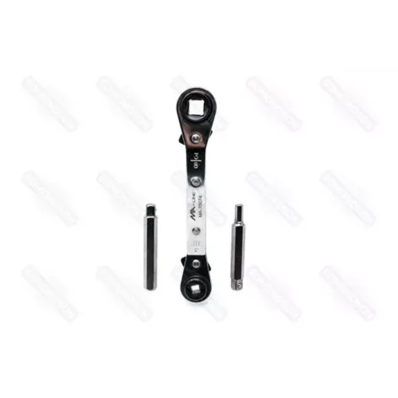 Ma-Line Ma-70074 Offset Ratchet Service Wrench W/ Hex Adapters, 3/16" & 5/16"