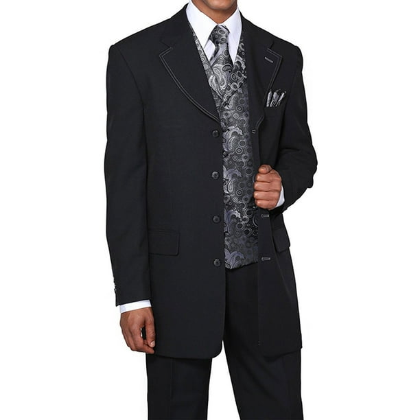 Suit USA Single Breasted ,Double Vent, Fashion Suit With Vest, Tie