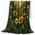 thumbnail image 2 of Sunlit Garden Archway Sunflowers Bees, Festive Botanical Garden Scene, Warm Flannel Blanket for Sunroom and Reading Nook, Garden Lovers Housewarming Gift, Botanical Home Decor, 2 of 9