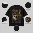 thumbnail image 6 of Ride It Like You Stole It Western Cowboy Graphic Washed T-Shirt, 100% Heavyweight Cotton, 180 GSM, Unisex Classic Fit, 6 of 7