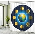 thumbnail image 5 of Ambesonne Science Shower Curtain, Phases of Moon, 69"Wx75"L, Blue Indigo Mustard, 5 of 5