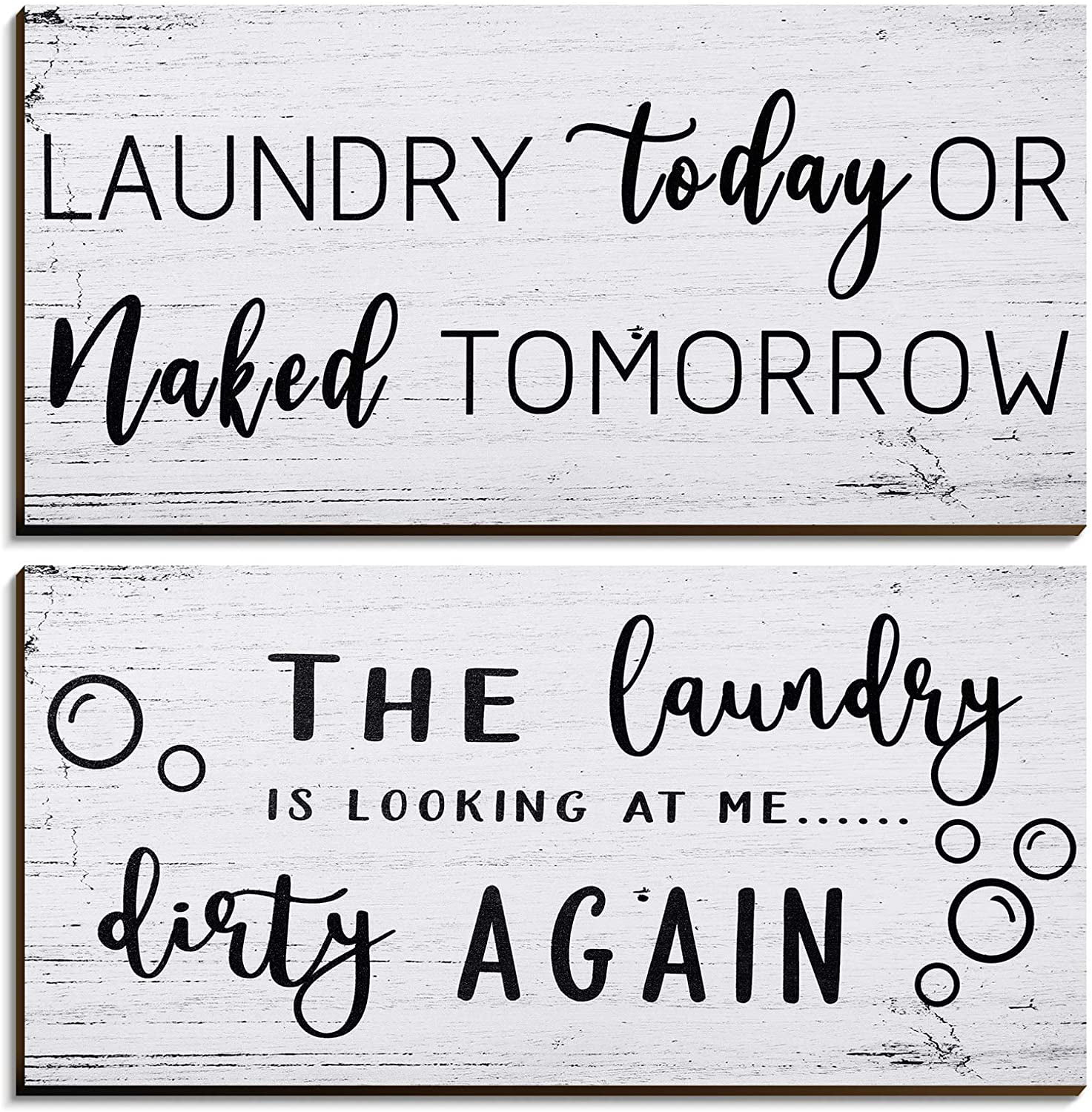 2 Pieces Laundry Room Decor Sign Rustic Farmhouse Laundry Signs Wall  Decorations Funny Laundry Room Signs Laundry Room Decoration for Home  Laundry Room Bathroom Wall Decor, 12 x 6 Inch (White) 
