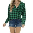 thumbnail image 6 of Womens Fall Clothes, Long Sleeve Shirts for Women Fashion Loose Fit Plaid Printed Crisscross V Neck T-Shirts with Buttons, 6 of 6
