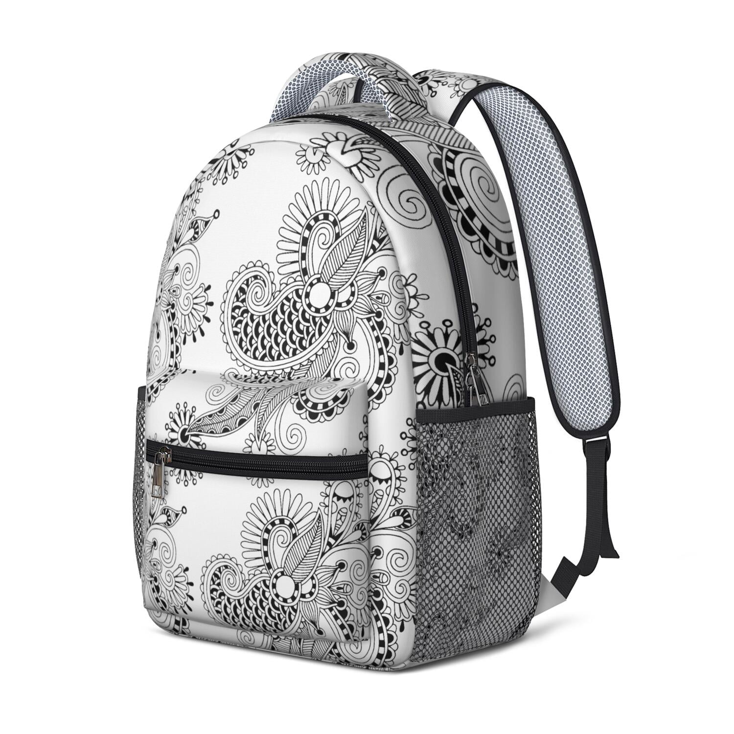Floral Abstract Waterproof Backpack - Stylish Ergonomic School Bag with Organized Storage Pockets