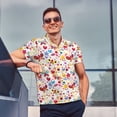 thumbnail image 3 of Kdxio Cute Butterfly Flowers Print Men's Short Sleeve Polo Shirt,Midweight Men's Shirt, 3 of 6