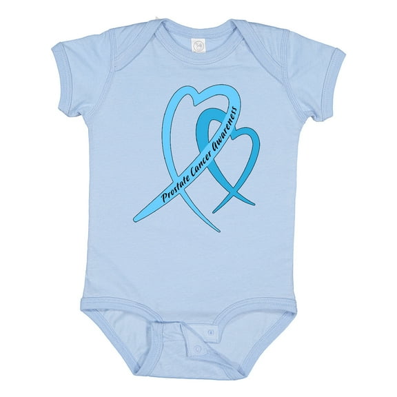 Inktastic Prostate Cancer Awareness Light Blue Heart Ribbons Boys or Girls Baby Bodysuit