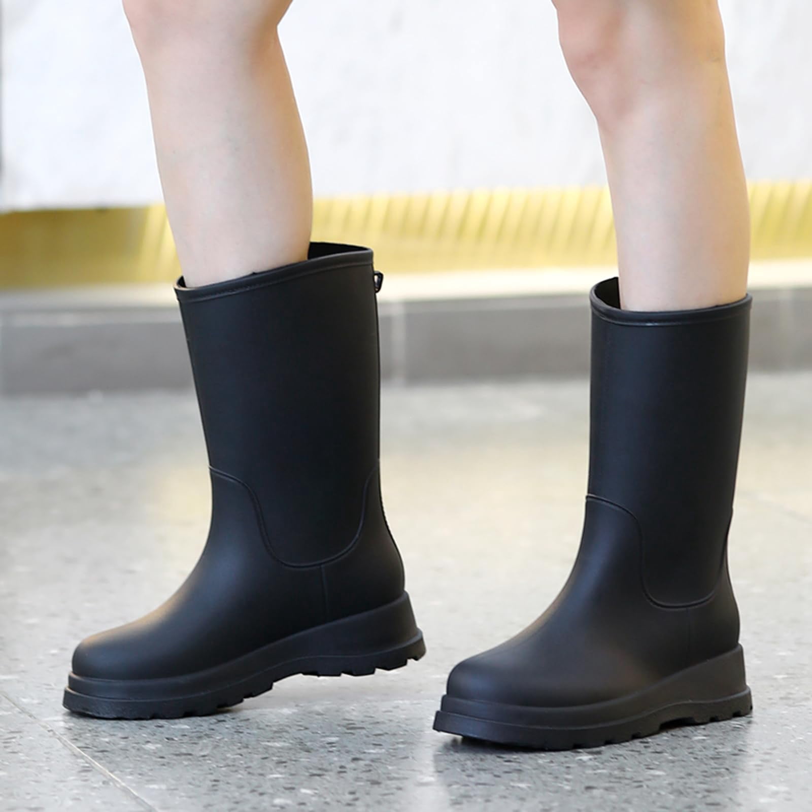 AUXDIQ Rain Shoes Women Mid-calf Boots Waterproof Rain Boots Outdoor Garden Shoes