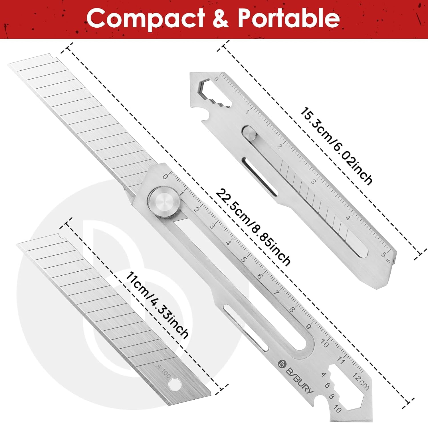 2 Pack Mutipurpose Utility Knife, Heave Duty Full Stainless Steel Retractable Box Cutter with 10PCS replaceable Blades (18mm Wide), Multi-functional Extended Razor Knife for Office, Home,School
