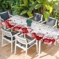 thumbnail image 2 of Love Heart Valentine's Table Cloths for 8 Foot Rectangle Tables, Eucalyptus Botanical Red Pink Vintage Patio Waterproof Elastic Fitted Tablecloths, Washable Rectangular Table Cover for Camping, 2 of 8