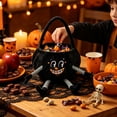 thumbnail image 6 of Halloween Pumpkin Candy Buckets Baskets with Legs, Halloween Goodie Candy Treat Snack Cookie Gift Wrap, Party Favors Supplies Decorations - Black, 6 of 6