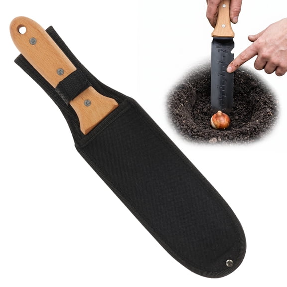 Hori Hori Garden Knife with Teeth Stainless Steel Garden Trowel Weeder with Wooden Handle Manual Weeder for Digging Cutting and Planting