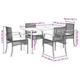 thumbnail image 4 of vidaXL 5 Piece Garden Dining Set with Cushions Grey Poly Rattan, 4 of 5