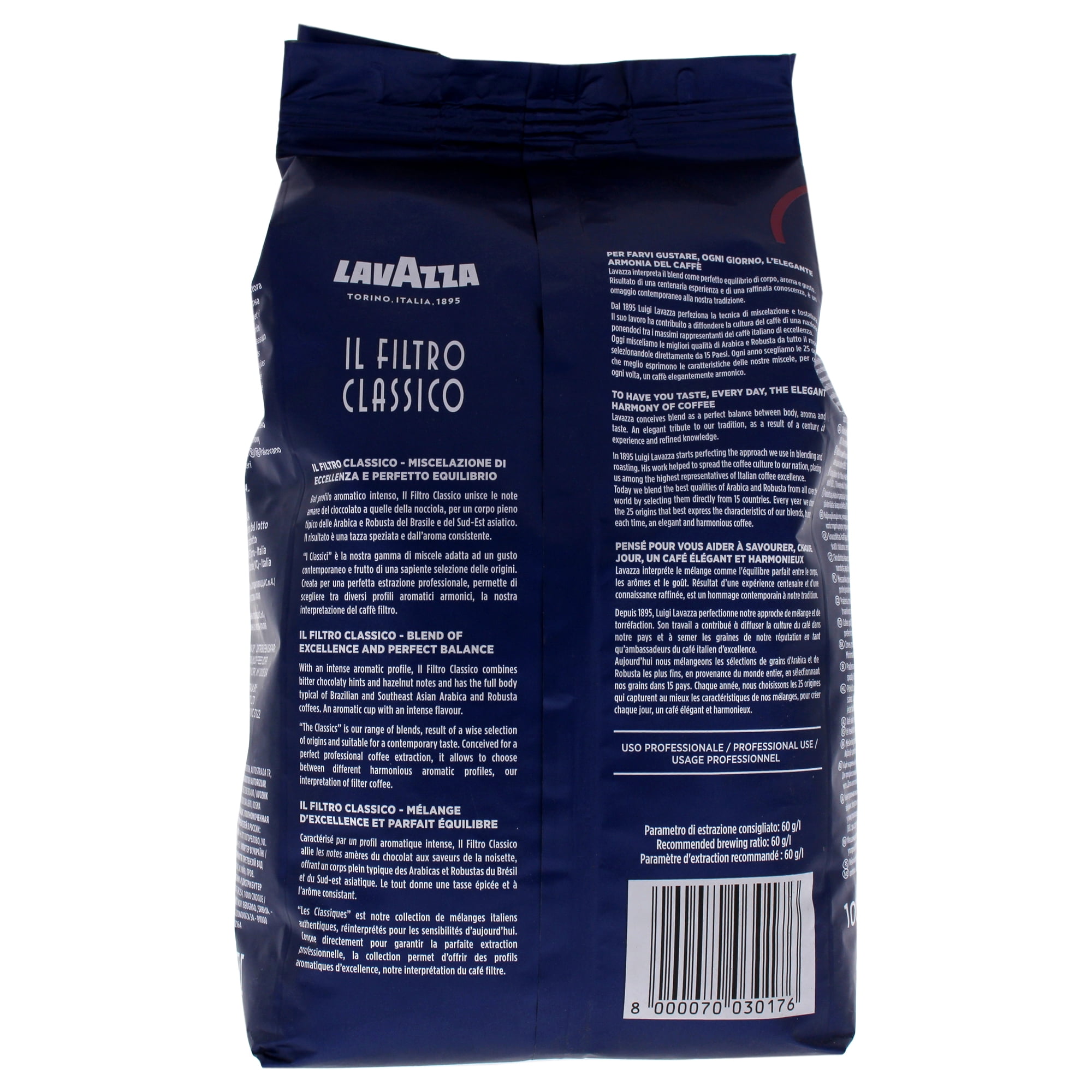Lavazza Il Filtro Classico Dark Roast Whole Bean Coffee 2.2LB Bag