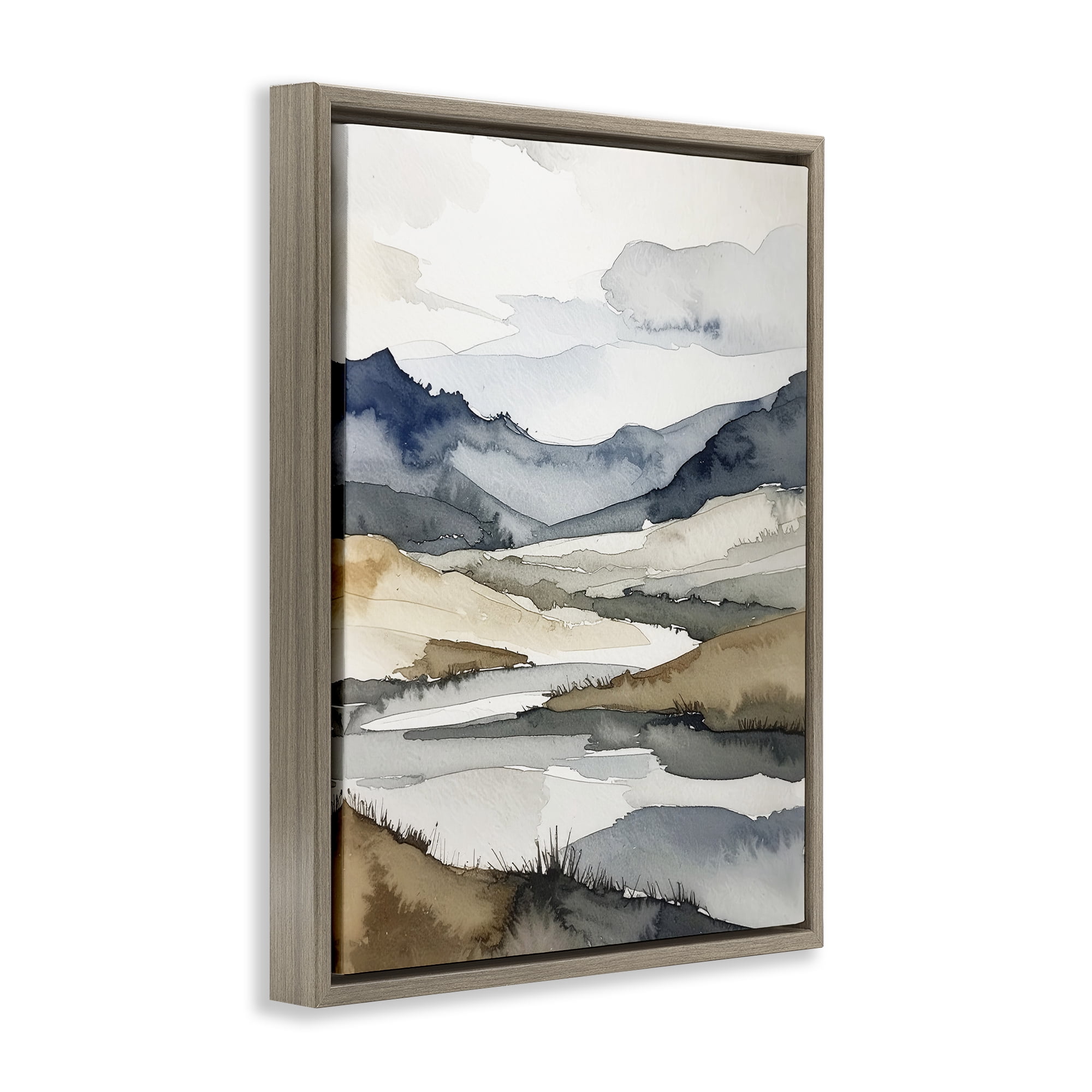 Stupell Industries Flow Of Water River Brown Framed Floater Canvas Wall Art, design by Alonza Saunders