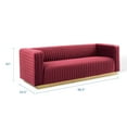 thumbnail image 3 of Tufted Sofa, Velvet, Red, Modern Contemporary Urban Design, Living Lounge Room Hotel Lobby Hospitality, 3 of 9