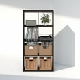 thumbnail image 3 of Furinno CUBICLE Vintage Vinyl Record Media Storage Organizer 8-Cube Dark Oak, 3 of 5