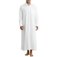 thumbnail image 2 of INSPIRE CHIC Nightshirt for Men's Long Sleeves Collared Neck Full Length Sleep Shirt Nightwear S White, 2 of 6