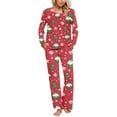 thumbnail image 2 of Tnhcen Cozy Winter Pajamas for Women 2-Piece Christmas Snowflake Print Set Long Sleeve Top Pants Nightwear Lounge Home Clothes S-3XL, 2 of 6