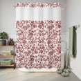 thumbnail image 6 of No Hook Shower Curtain, Farmhouse Red Shower Curtains for Bathroom with See Through Top Window, Vintage Flower Leaf Botanical Plant Waterproof & Washable Bath Curtain Extra Long 72"x96", 6 of 9