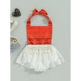 thumbnail image 2 of FEORJGP Toddler Baby Girls Summer Clothes Infant Sleeveless Camisole Romper Tie-up Halterneck Jumpsuit Lace Tulle Patchwork Bodysuit Dress Cute Clothes for Casual Daily, 2 of 9