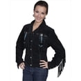 thumbnail image 1 of Scully L152-19-M Ladies Fringe & Beaded Leather Jacket - Black Boar Suede, Medium, 1 of 1