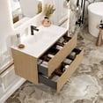 thumbnail image 5 of Eviva Lotus 30"W x 19"D Oak Wallmount Bathroom Vanity with White Solid Surface Integrated Sink Top, 5 of 8