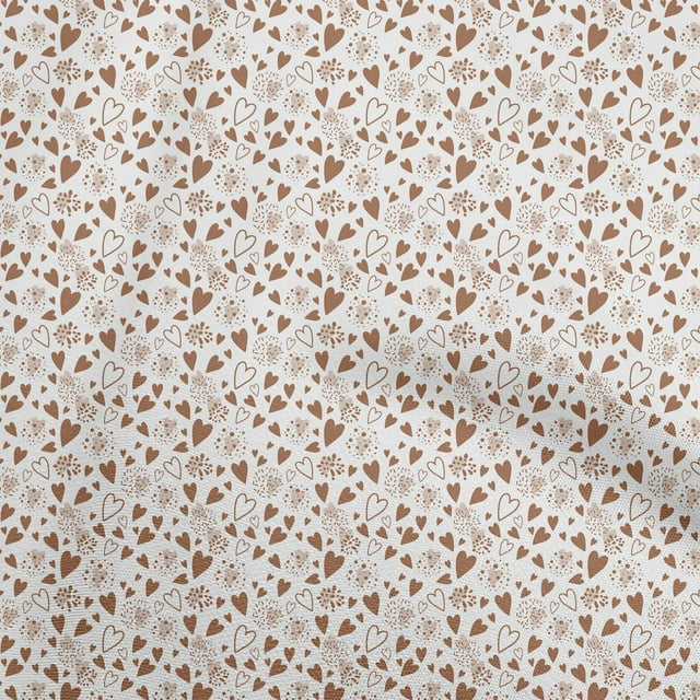 oneOone Polyester Spandex Brown Fabric Heart Fabric For Sewing Printed Craft Fabric By The Yard 56 Inch Wide