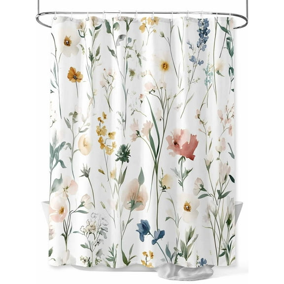 Shower Curtain Spring Flowers Shower Curtains for Bathroom, Waterproof Polyester Shower Curtain Set with Hooks, Small Stall Size 36" x 72" Leaf Plant
