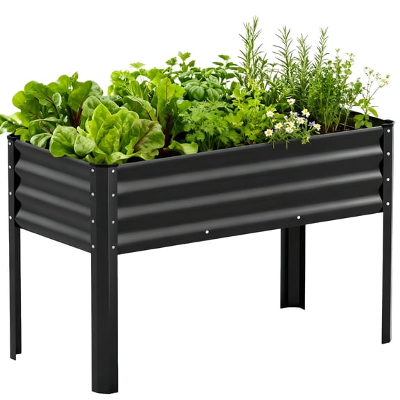 CloudRest Pro 48"Raised Garden Bed with Legs Metal Elevated Planter Box Drainage Hole