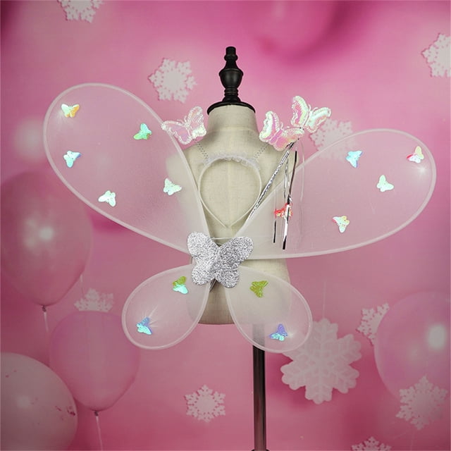 Xihbxyly Accesorios de Ángel Asistente, Accesorios de Actuación con Luces Led, Diseño Plegable, Correas Elásticas para Los Hombros, Accesorios para Cosplay y Fotografía, Efecto Degradado Mágico, Fies
