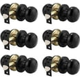 thumbnail image 3 of 6-Pack Round Passage Door Knobs, Non-Locking Keyless Door Hardware, Black Finish Modern Interior & Exterior Knobs for Hallway Closets & Rooms, 3 of 3