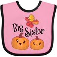 thumbnail image 3 of Inktastic Big Sister Pumpkins with Fall Leaves Girls Baby Bib, 3 of 4