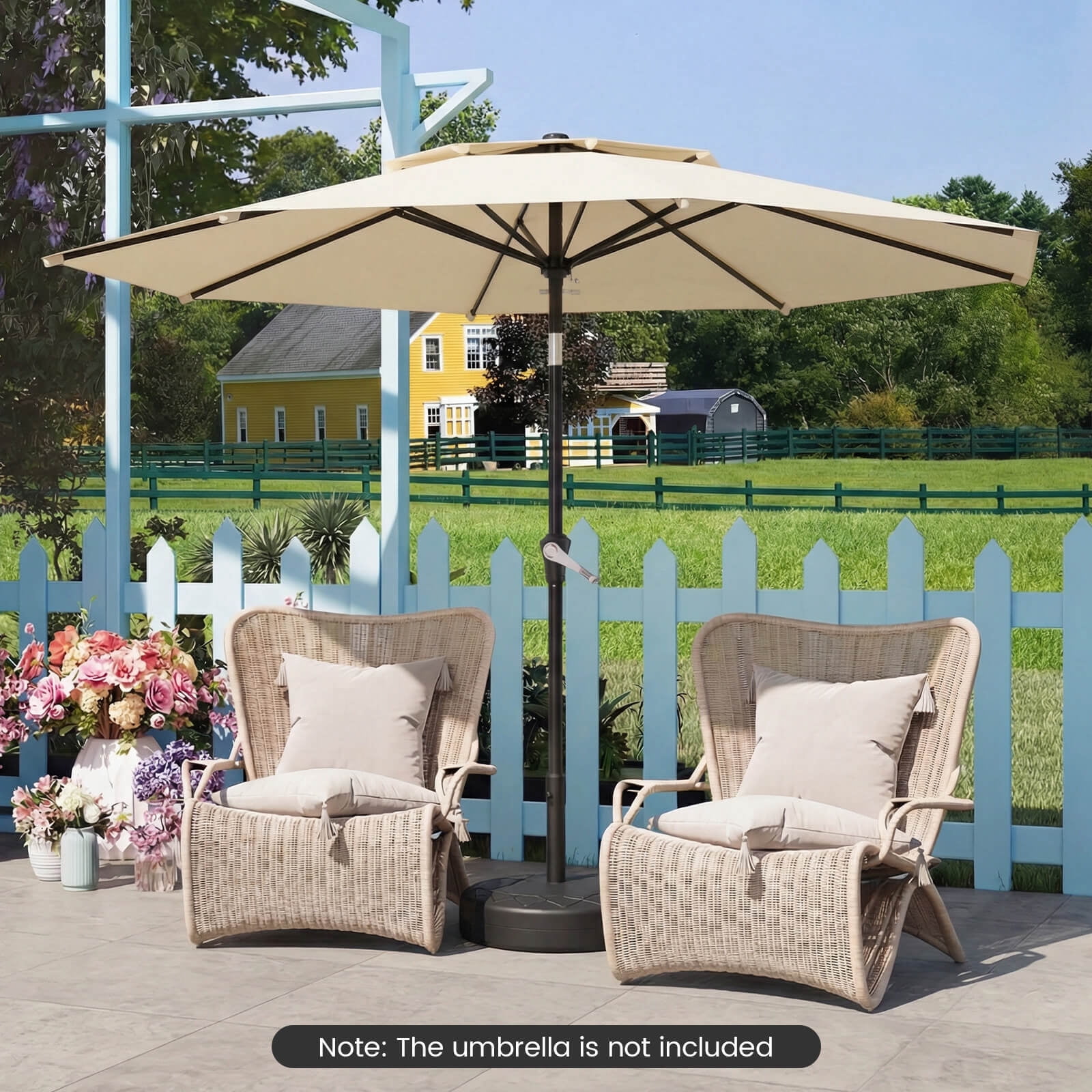 Costway Fillable Umbrella Base 90 LBS Heavy Duty,Sand Filled Round Market Umbrella Stand