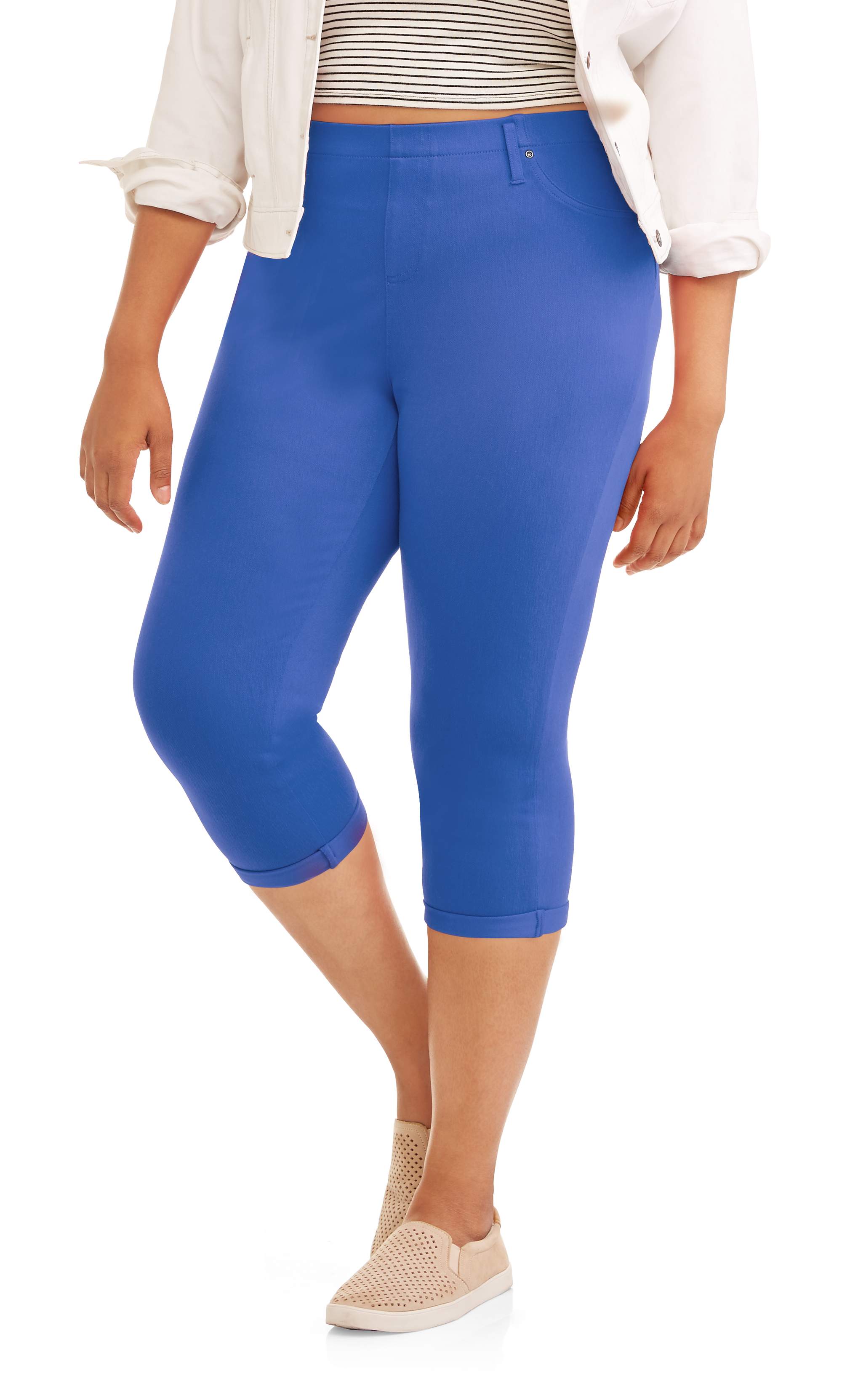 Women's Plus Rolled Cuff Jegging Capri Walmart Inventory Checker