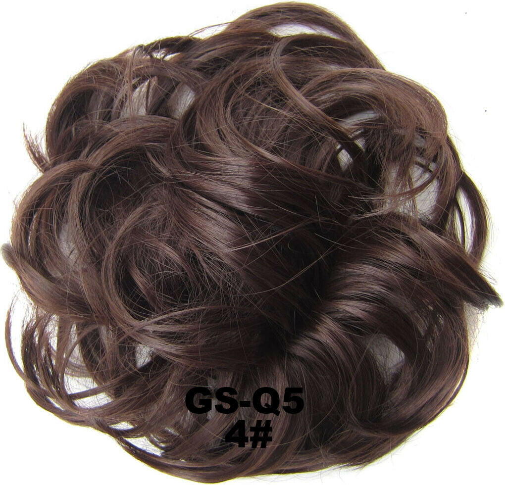 Details about   Hair Bun Extensions Wavy Curly Messy Donut onesize Dark Brown Mix Light Auburn 